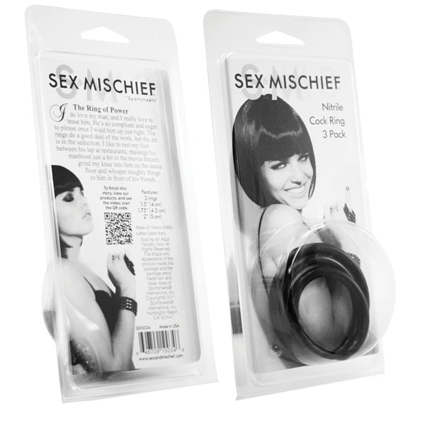 S&M Nitrile Cock Ring 3 Pack by Sex & Mischief