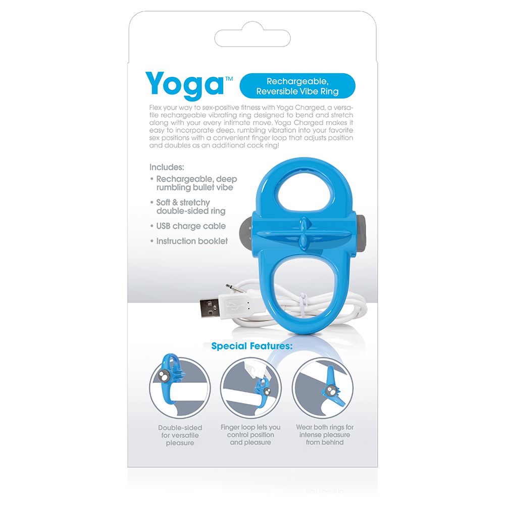 Screaming O Charged Yoga Vibrating Cock Ring - Blue - Image 3