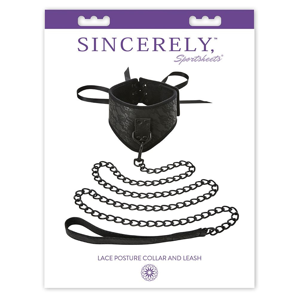 Sincerely Lace Posture Collar & Leash by Sportsheets
