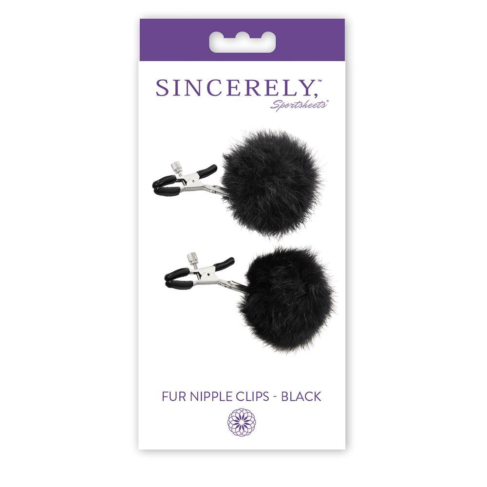 Sincerely Fur Nipple Clips - Black by Sportsheets