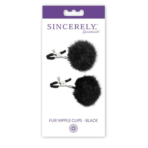 Sincerely Fur Nipple Clips - Black by Sportsheets