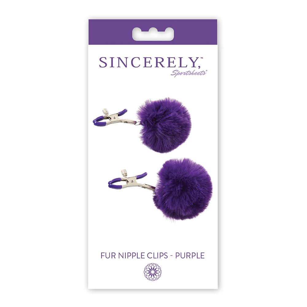 Sincerely Fur Nipple Clips - Purple by Sportsheets