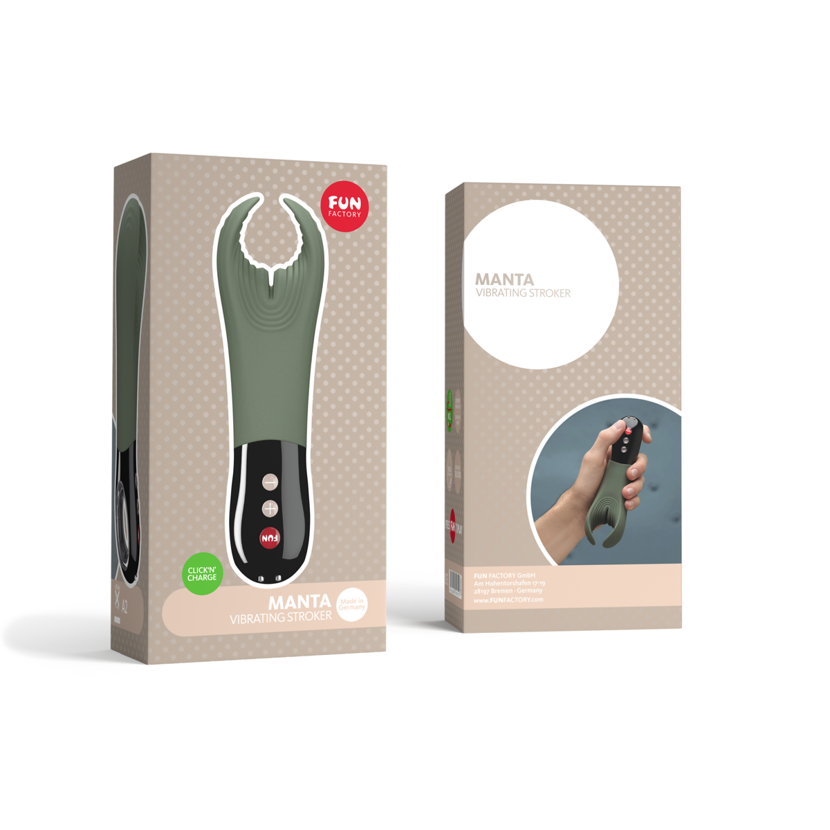Fun Factory Manta - Moss Green - Vibrating Stroker - Image 3