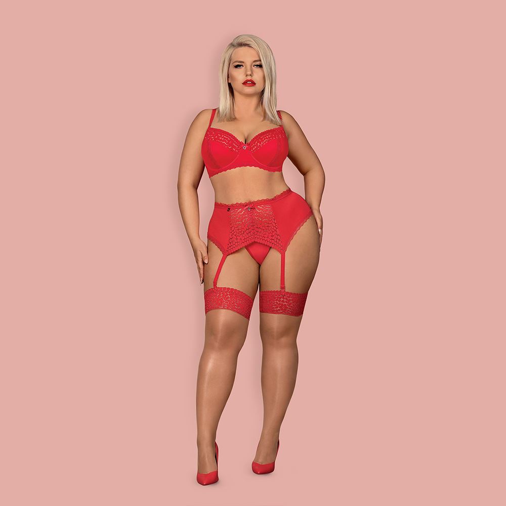 Obsessive - Jolierose 3-pcs set XXL - Red - Image 3