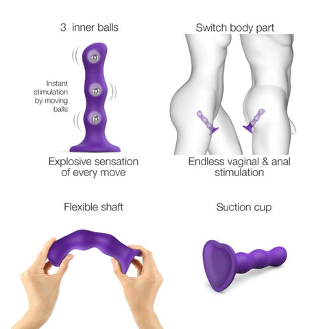 Strap On Me - Dildo Geisha Balls - Medium - Purple - Image 2