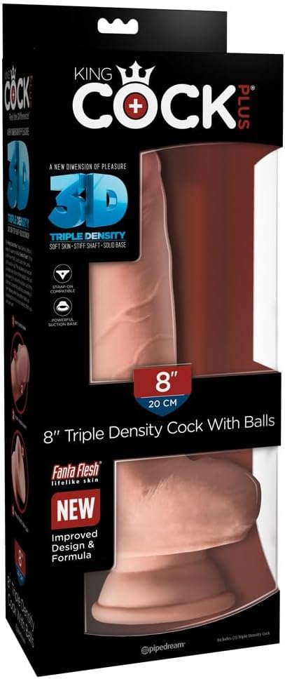 Pipedream - King Cock Plus - 8" Triple Density Fat Cock with Balls - Light