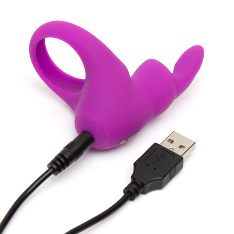 Happy Rabbit Rechargeable Vibrating Rabbit Cock Ring - Purple - Image 3