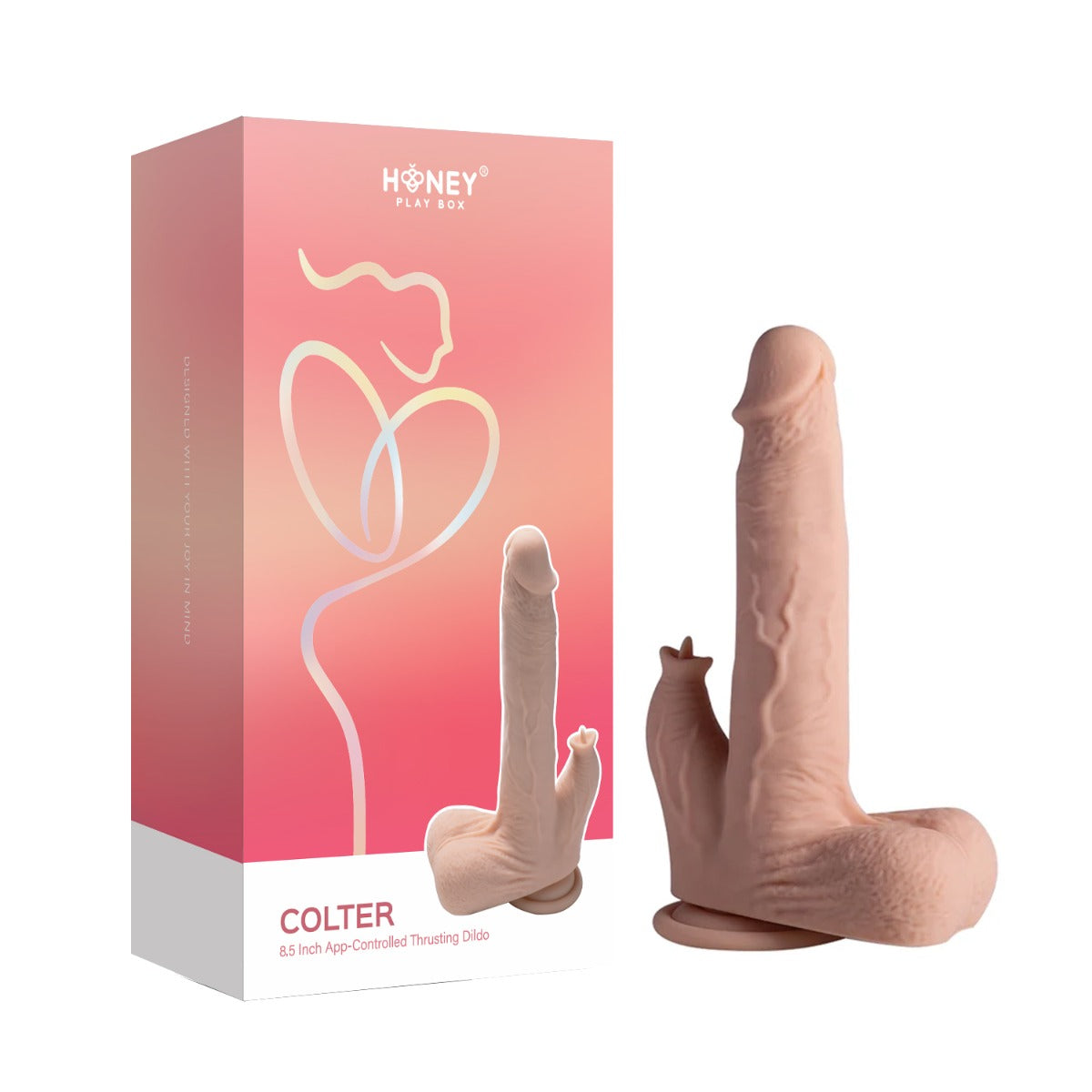 Honey Play Box – Colter – Realistic Thrusting Dildo with Vibrating Licker 8.5" (App Controlled)