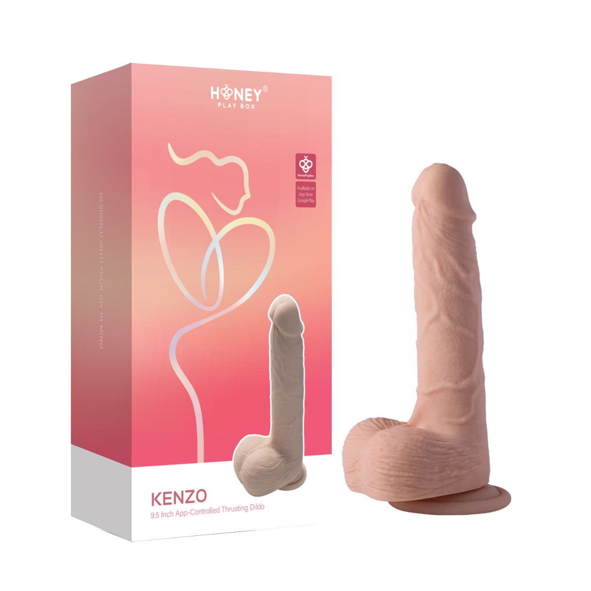 Honey Play Box – Kenzo – Big Realistic Thrusting Dildo 9.5" (App Controlled)