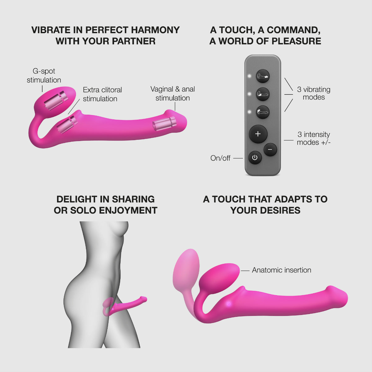 Strap On Me - Vibrating Bendable Strap-On - M - Fuchsia - Image 3