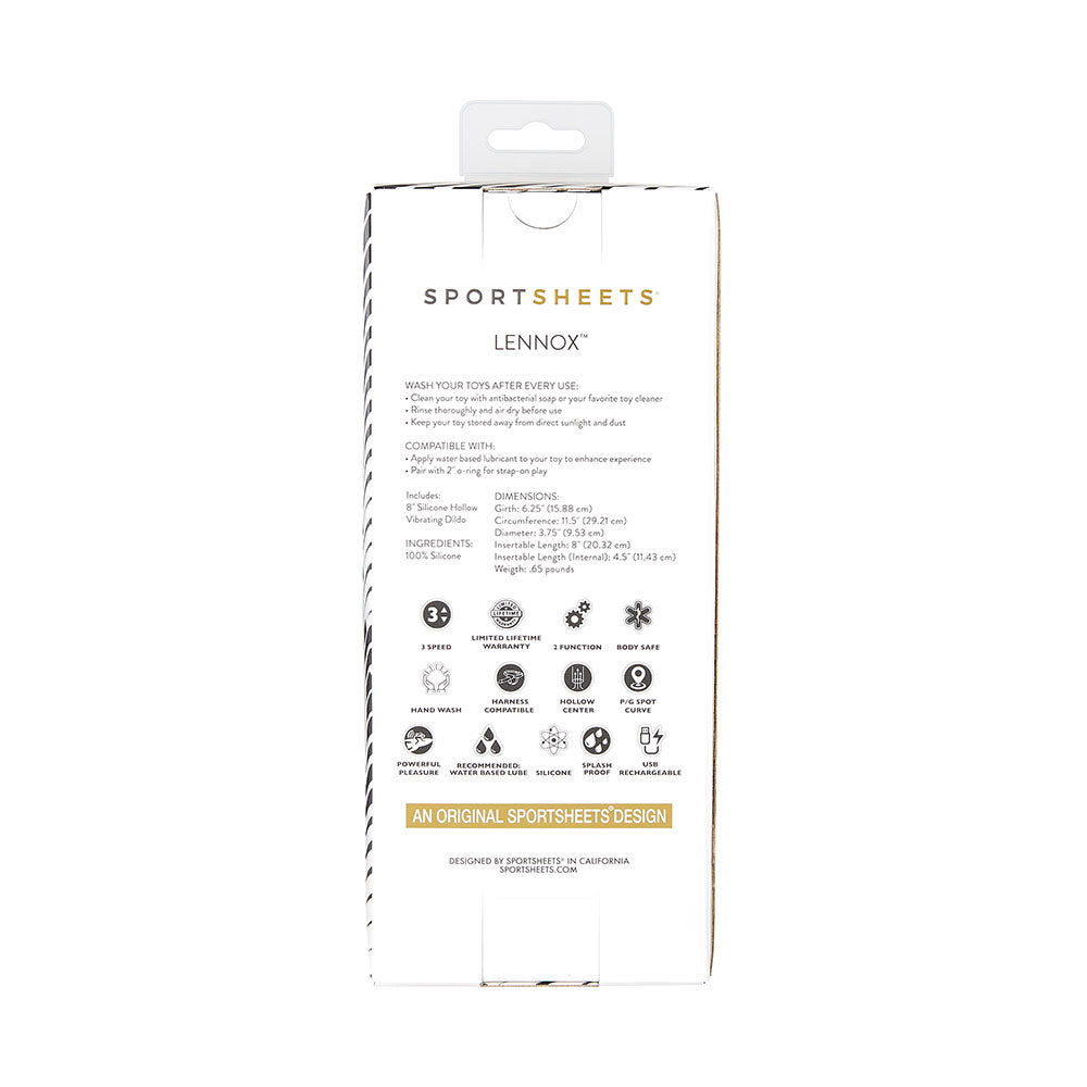 Sportsheets Merge Collection - Lennox - 8" Hollow Vibrating Silicone Dildo - Image 3