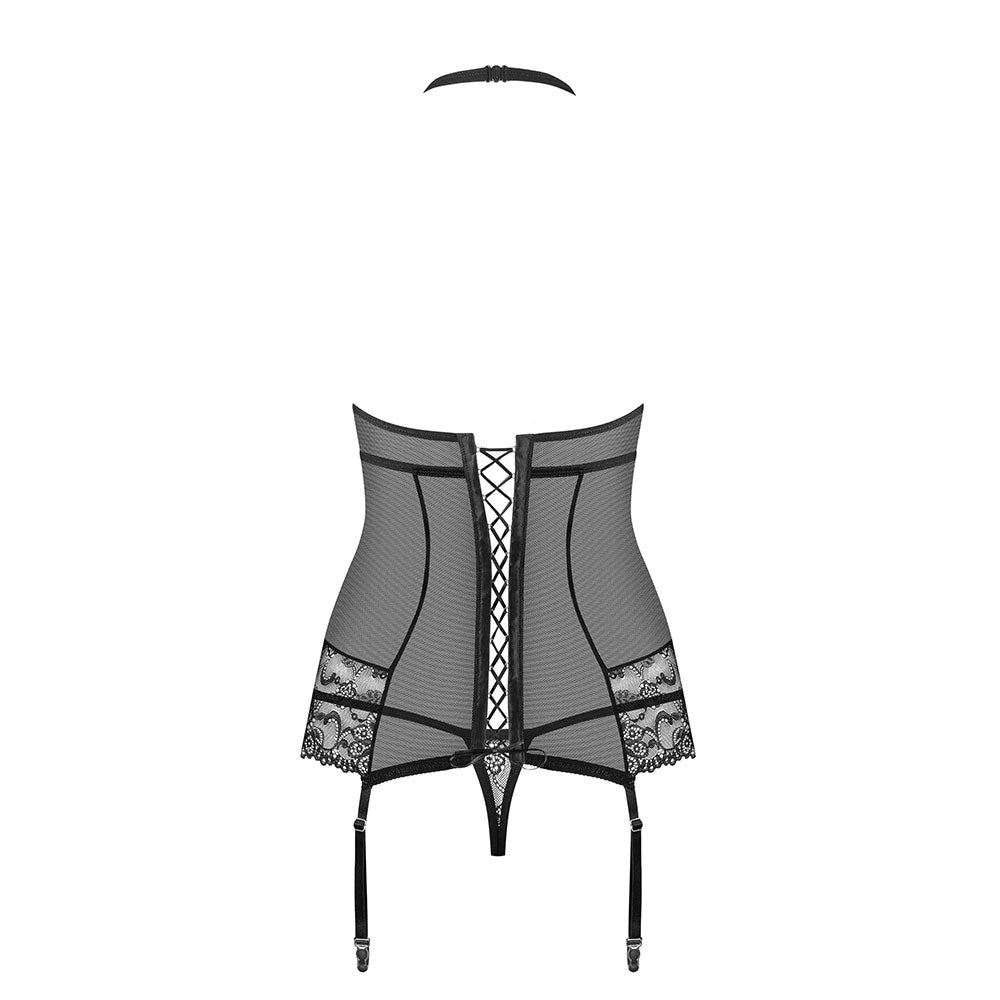 Obsessive - 838-COR-1 corset & thong - S/M - Black - Image 4