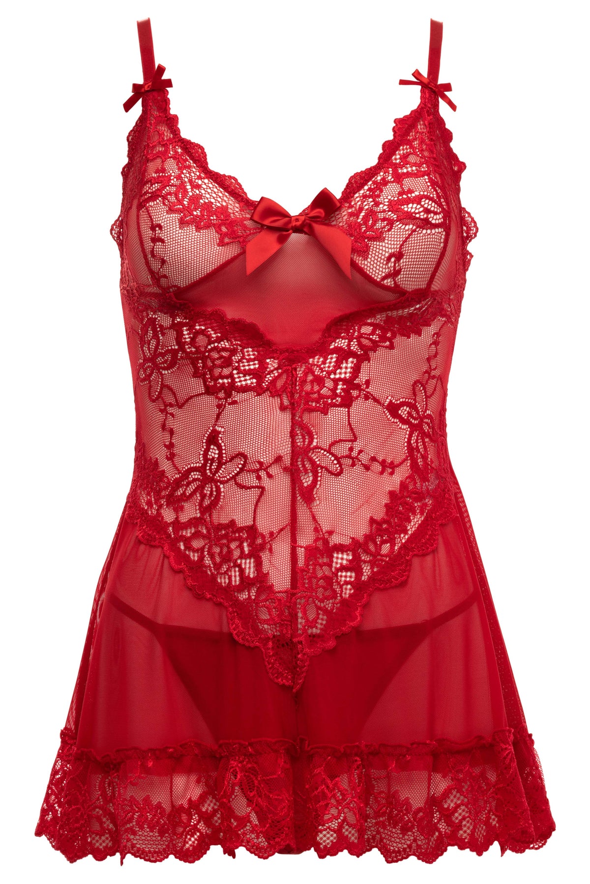 Oh La La Cheri - Valentine Babydoll Plus - 1X/2X - Red