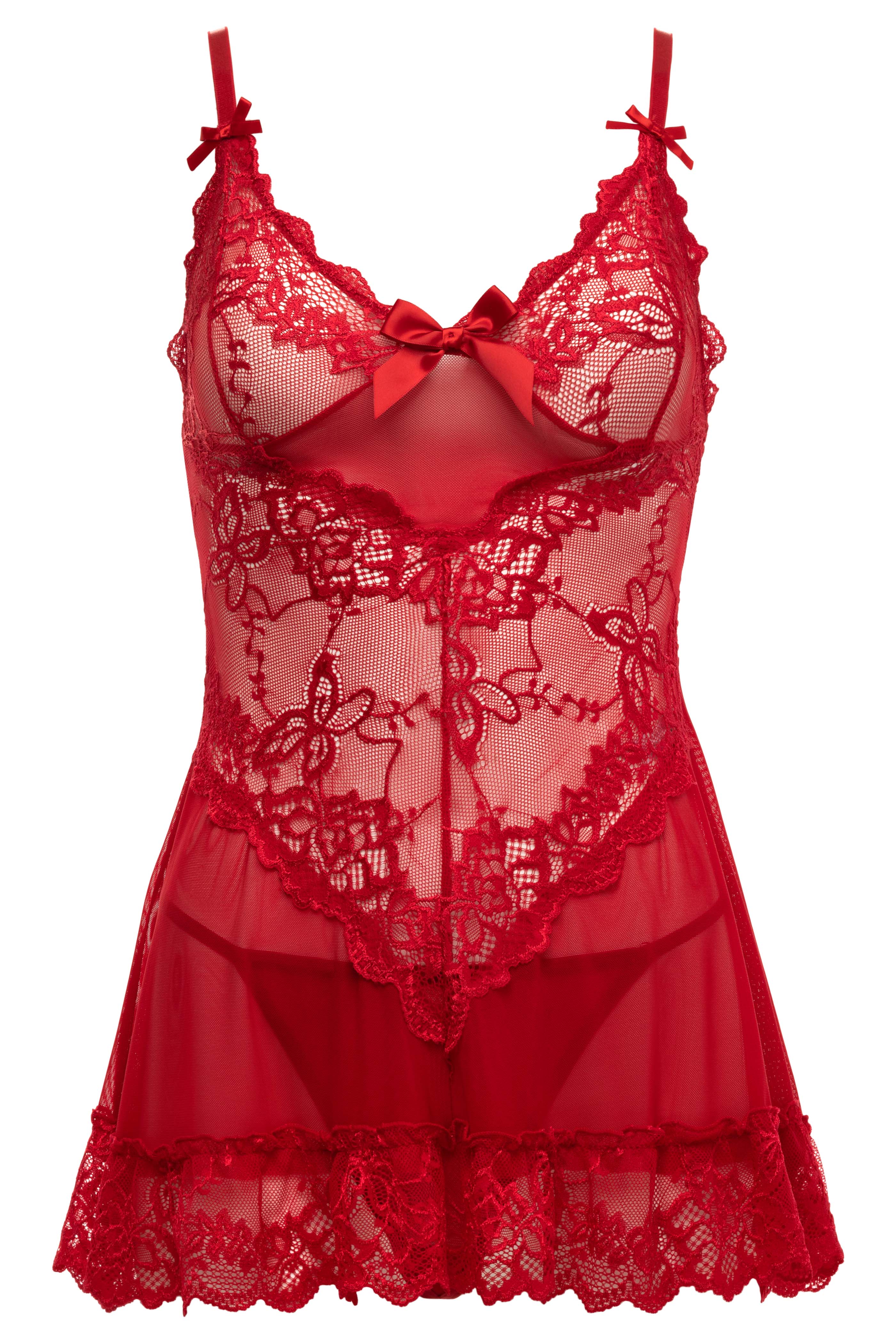 Oh La La Cheri - Valentine Babydoll Plus - 3X/4X - Red