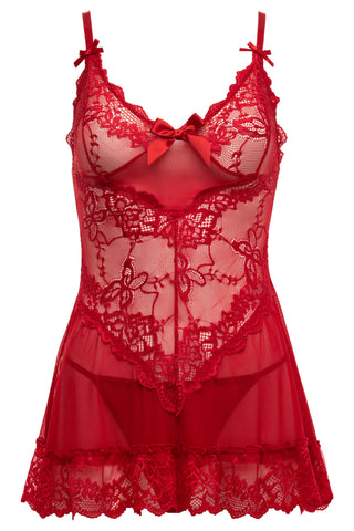 Oh La La Cheri - Valentine Babydoll Plus - 3X/4X - Red