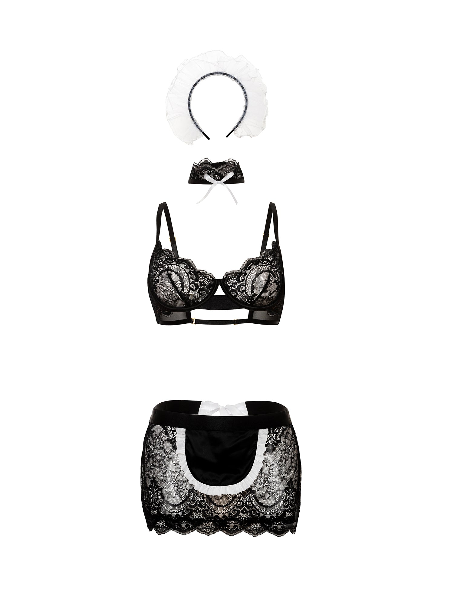 Oh La La Cheri - Maid In France Set - S/M - Black/White - Image 2