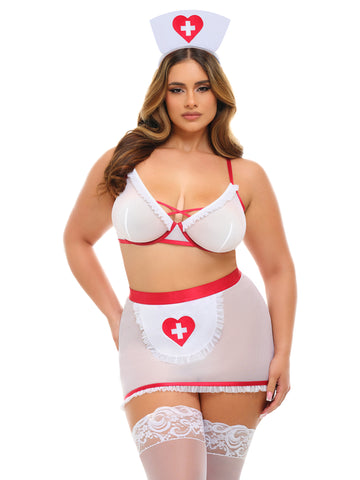 Oh La La Cheri - Naughty Nurse Set Plus - 1X/2X - Red/White