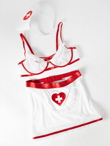 Oh La La Cheri - Naughty Nurse Set Plus - 1X/2X - Red/White - Image 3