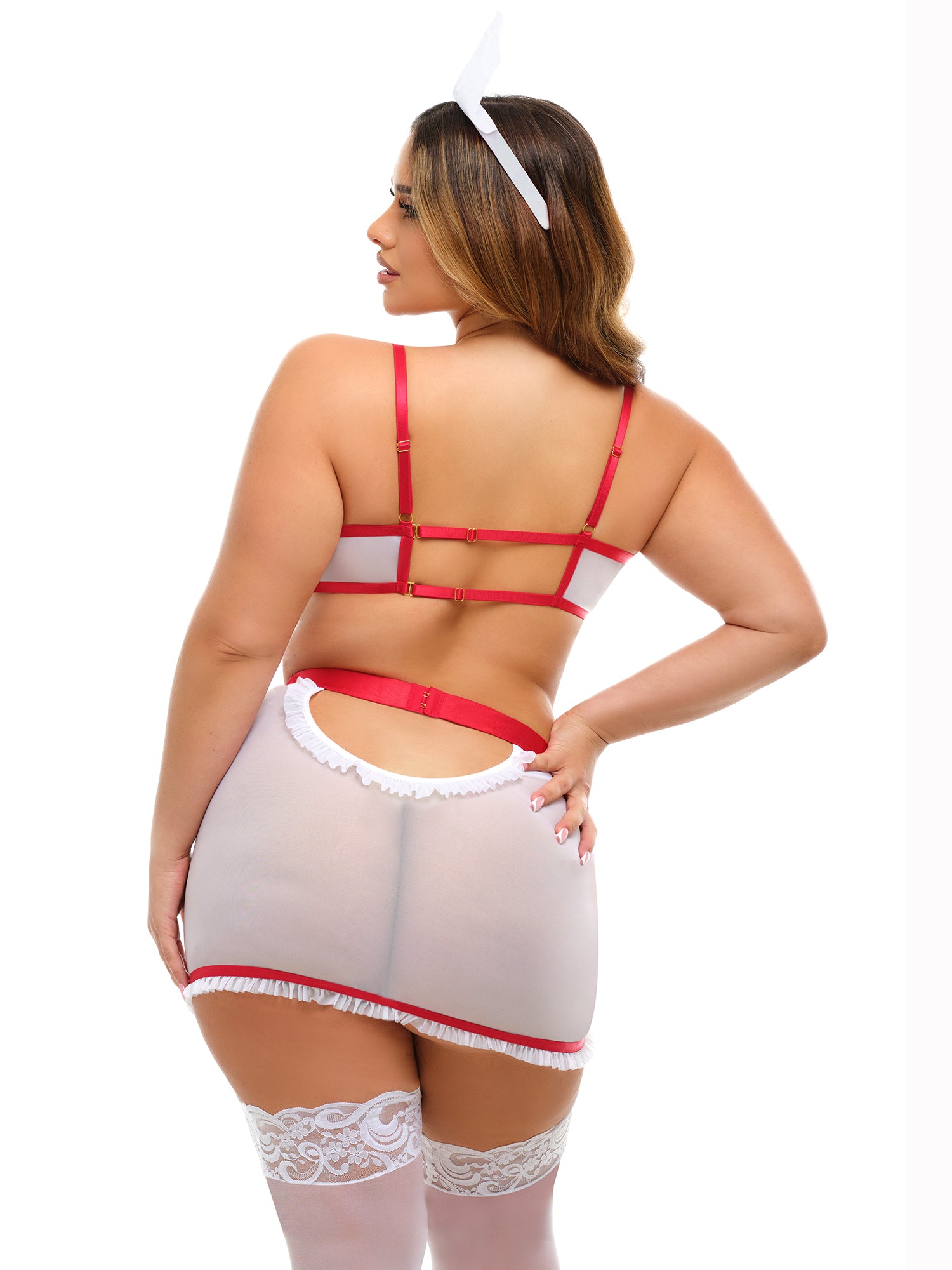 Oh La La Cheri - Naughty Nurse Set Plus - 1X/2X - Red/White - Image 4