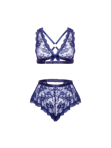 Oh La La Cheri - Gladys 2 Pc Set - S/M - Estate Blue - Image 2