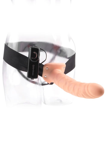 Pipedream - Fetish Fantasy Series - 8" Vibrating Hollow Strap-On - Light/Black - Image 3