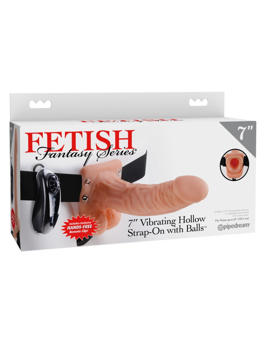 Pipedream - Fetish Fantasy Series - 7" Vibrating Hollow Strap-On with Balls - Light/Black