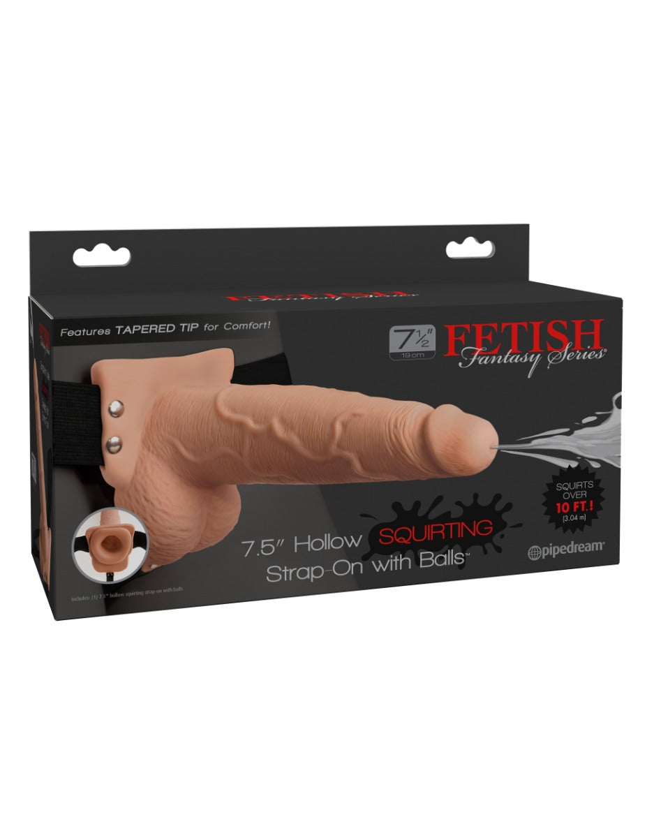 Pipedream - Fetish Fantasy Series - 7" Squirting Hollow Strap-on - Light/Black