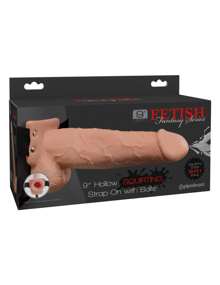 Pipedream - Fetish Fantasy Series - 9" Squirting Hollow Strap-on - Light/Black