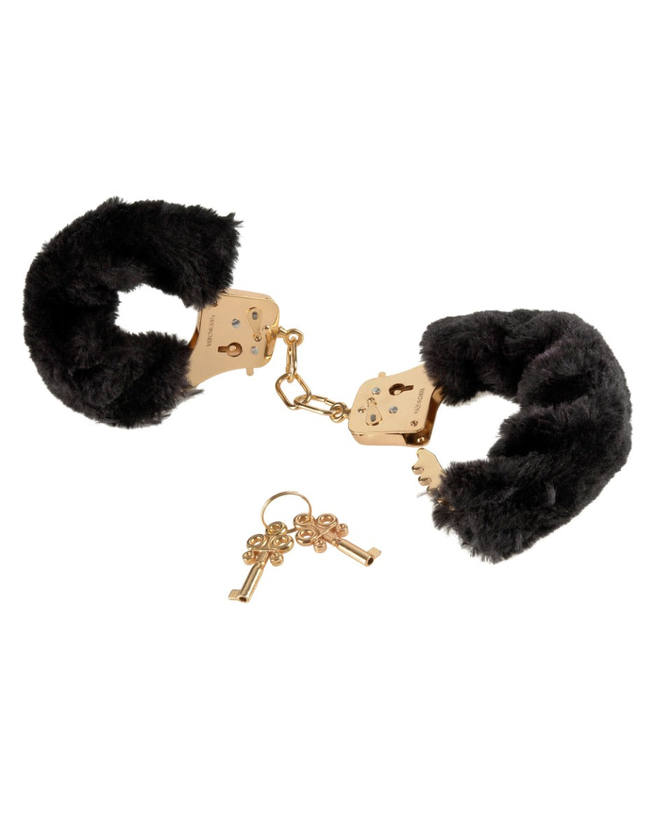 Pipedream - Fetish Fantasy Gold - Deluxe Furry Cuffs - Gold/Black - Image 2