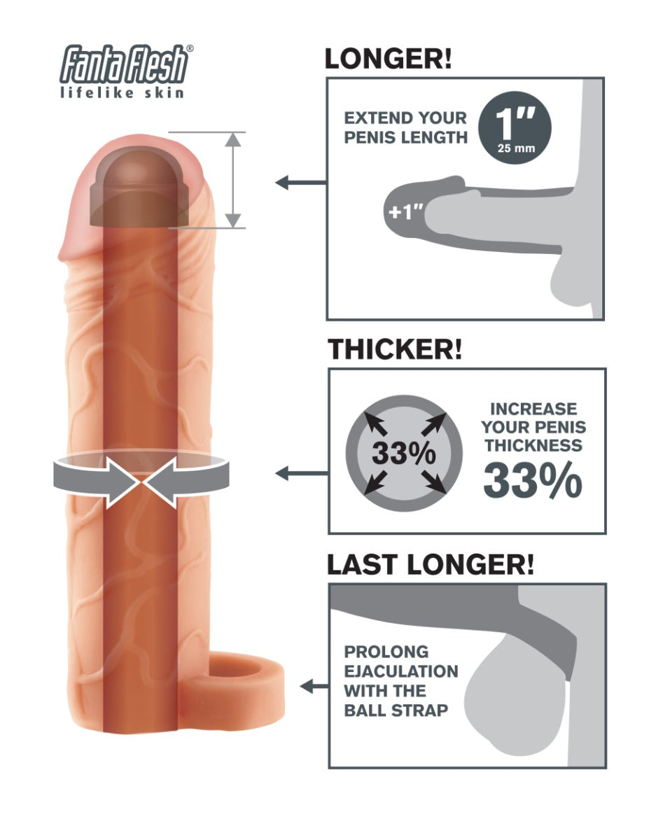 Pipedream - Fantasy X-tensions - Perfect 1" Extension with Ball Strap - Light - Image 4