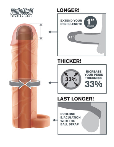 Pipedream - Fantasy X-tensions - Perfect 1" Extension with Ball Strap - Light - Image 4