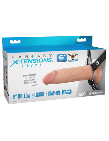 Pipedream - Fantasy X-tensions Elite - 6" Silicone Hollow Strap-on - Dual Density - Light