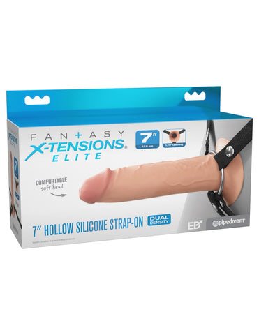 Pipedream - Fantasy X-tensions Elite - 7" Silicone Hollow Strap-on - Dual Density - Light