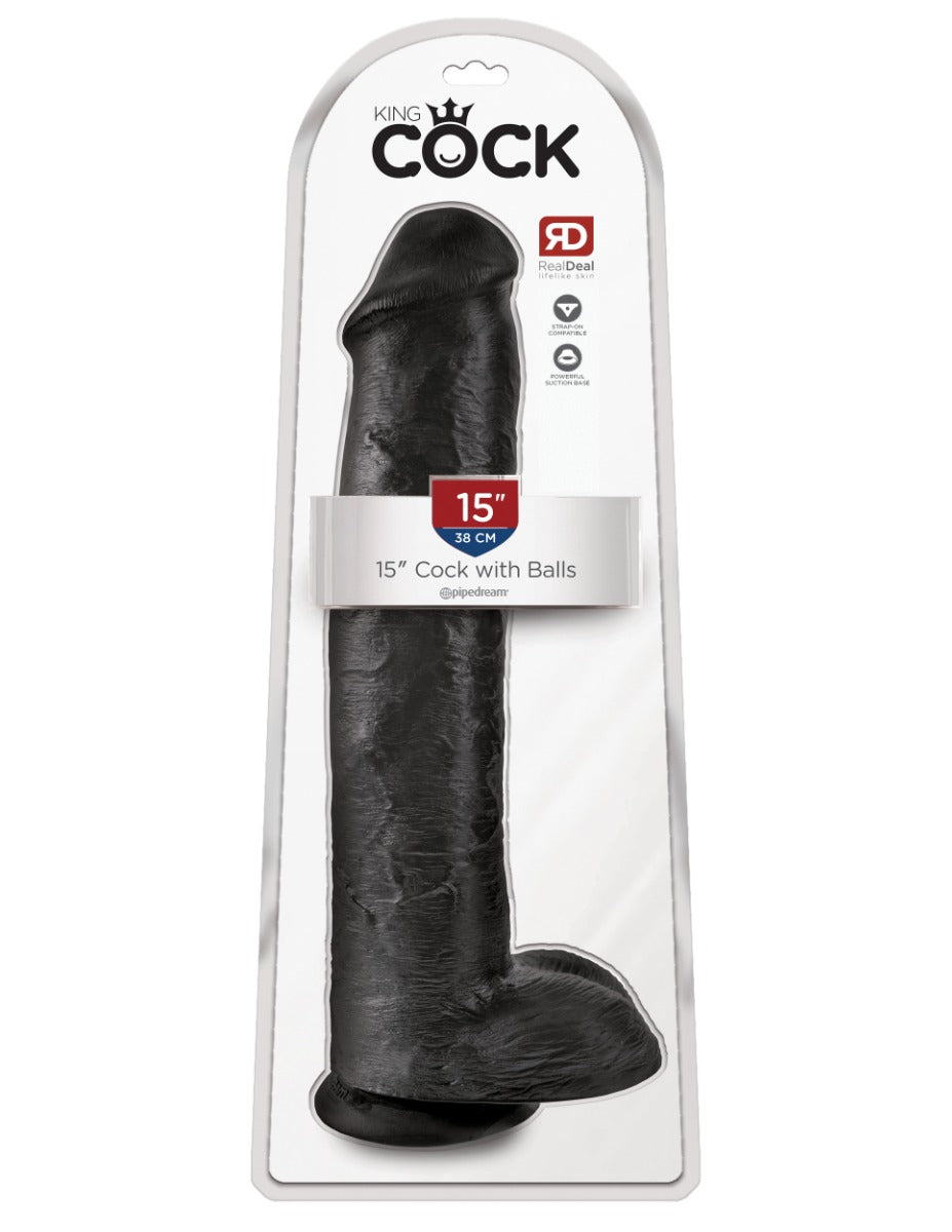 Pipedream - King Cock - 15" Cock with Balls - Black