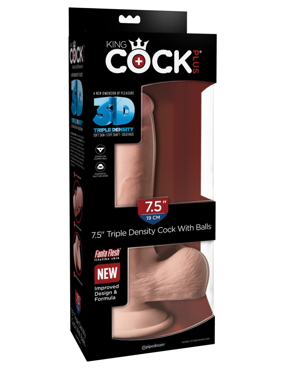 Pipedream - King Cock Plus - 7.5" Triple Density Cock with Balls - Light