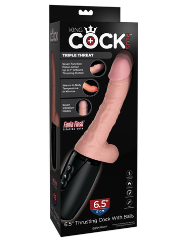 Pipedream - King Cock Plus - 6.5" Thrusting Cock with Balls - Triple Threat - Light
