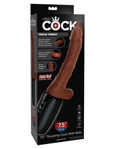 Pipedream - King Cock Plus - 7.5" Thrusting Cock with Balls - Brown