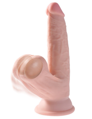 Pipedream - King Cock Plus - 6" Triple Density Cock With Swinging Balls - Light - Image 3