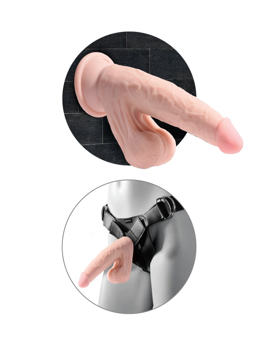 Pipedream - King Cock Plus - 9" Triple Density Cock With Swinging Balls - Light - Image 2