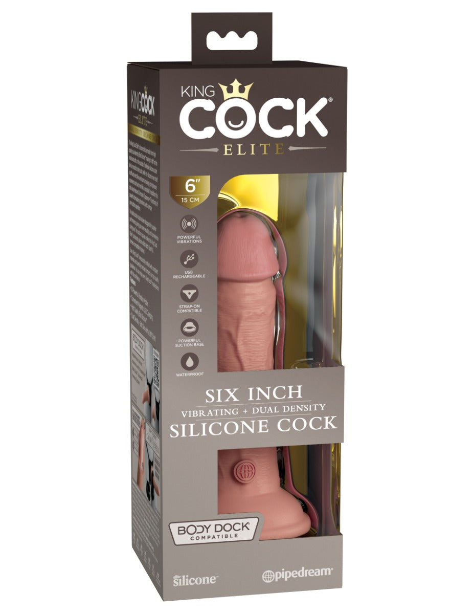 Pipedream - King Cock Elite - 6" Dual Density Vibrating Silicone Cock - Light