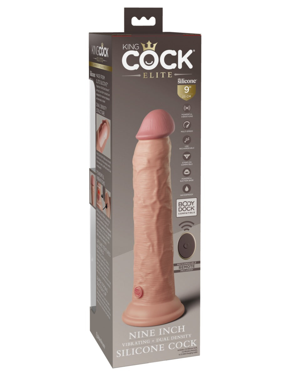 Pipedream - King Cock Elite - 9" Dual Density Vibrating Silicone Cock with Remote - Light - Image 2