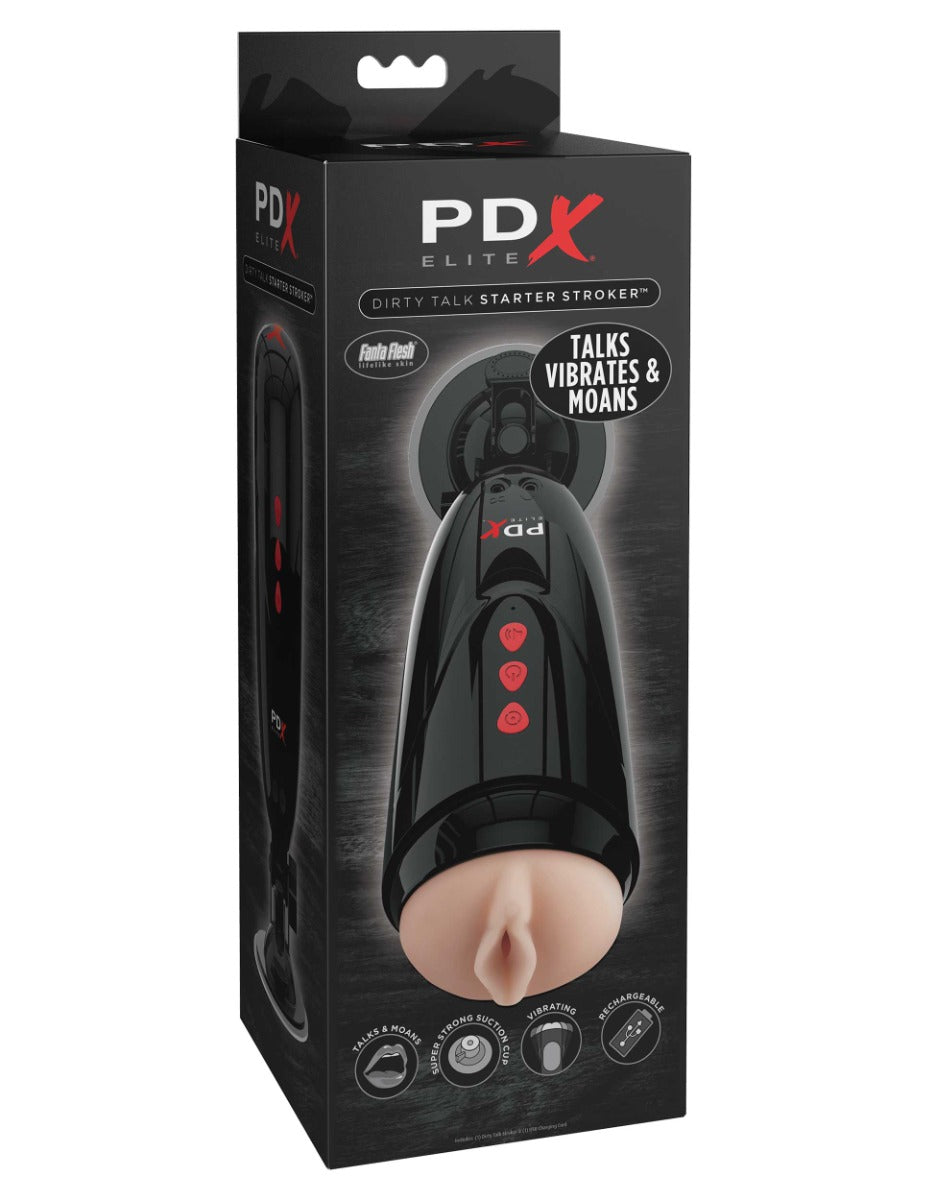 Pipedream - PDX Elite - Dirty Talk Starter Stroker - Light/Black