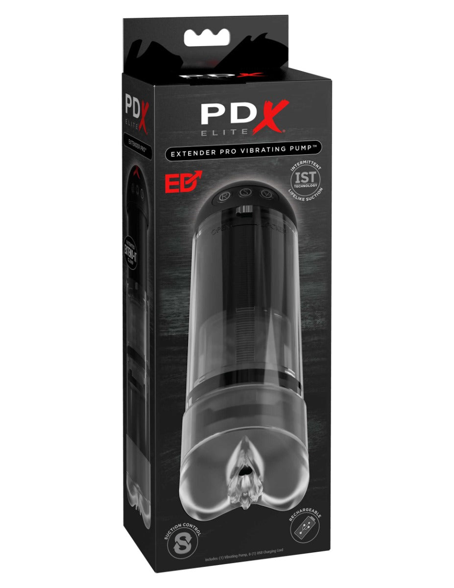 Pipedream - PDX Elite - Extender Pro Vibrating Pump - Clear/Black