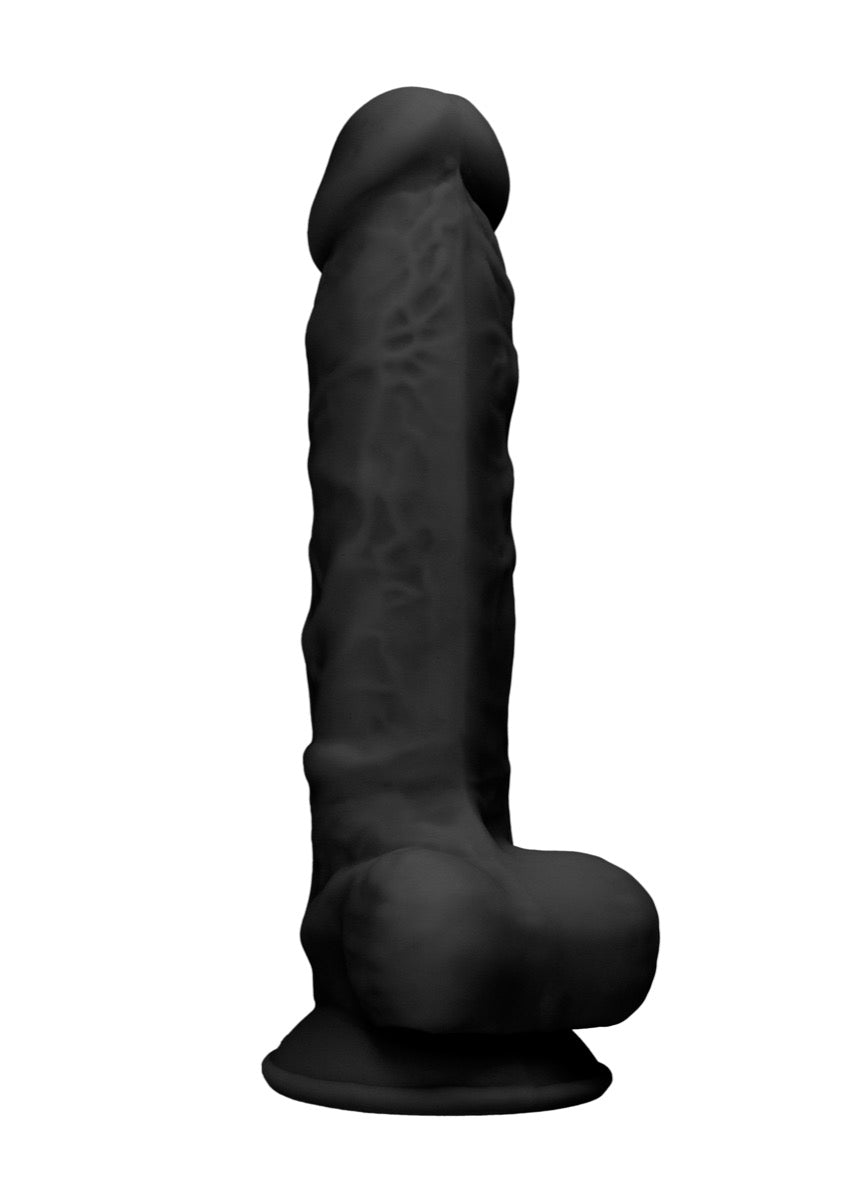 Real Rock Silicone Dildo With Balls 7" (Black) - Image 4