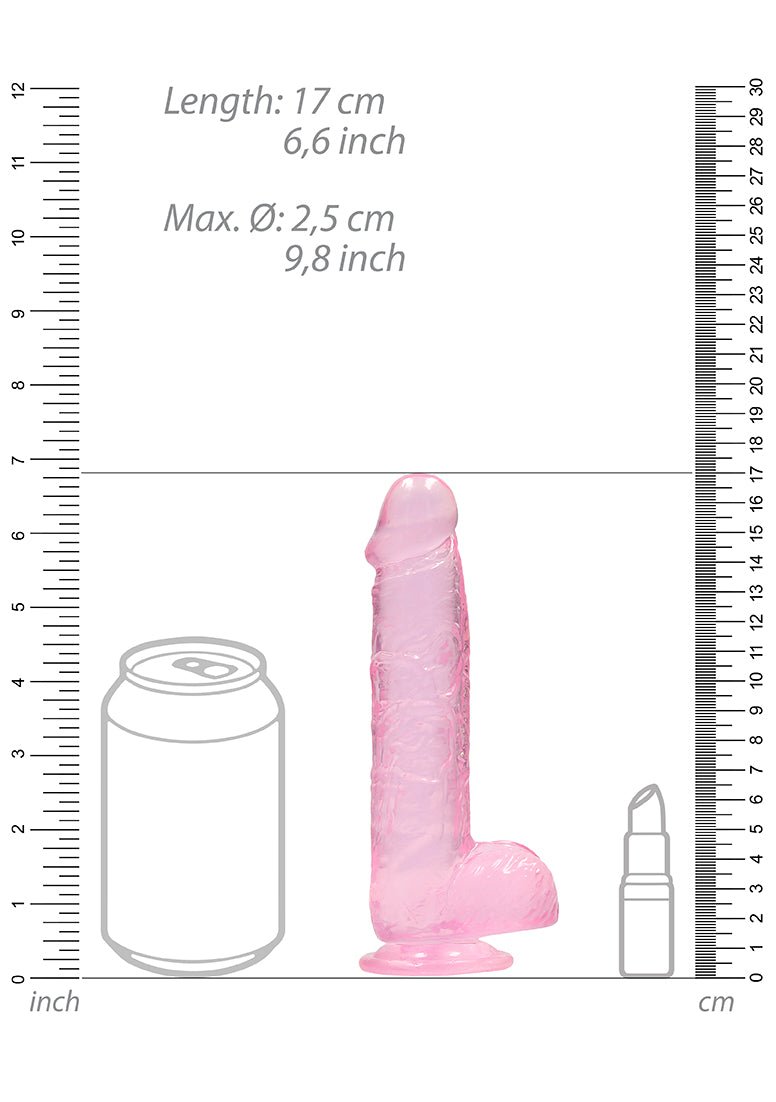 Real Rock Crystal Clear 6" Realistic Dildo With Balls (Pink) - Image 4