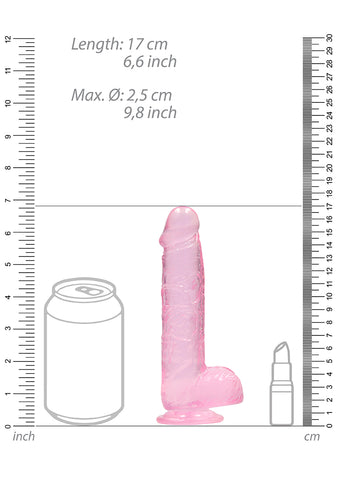 Real Rock Crystal Clear 6" Realistic Dildo With Balls (Pink) - Image 4