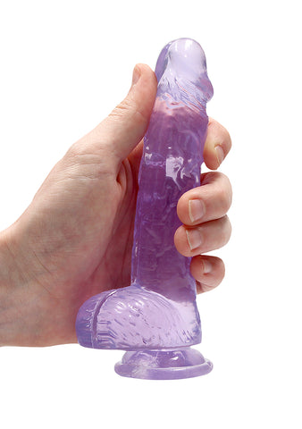 Real Rock Crystal Clear 6" Realistic Dildo With Balls (Purple) - Image 3