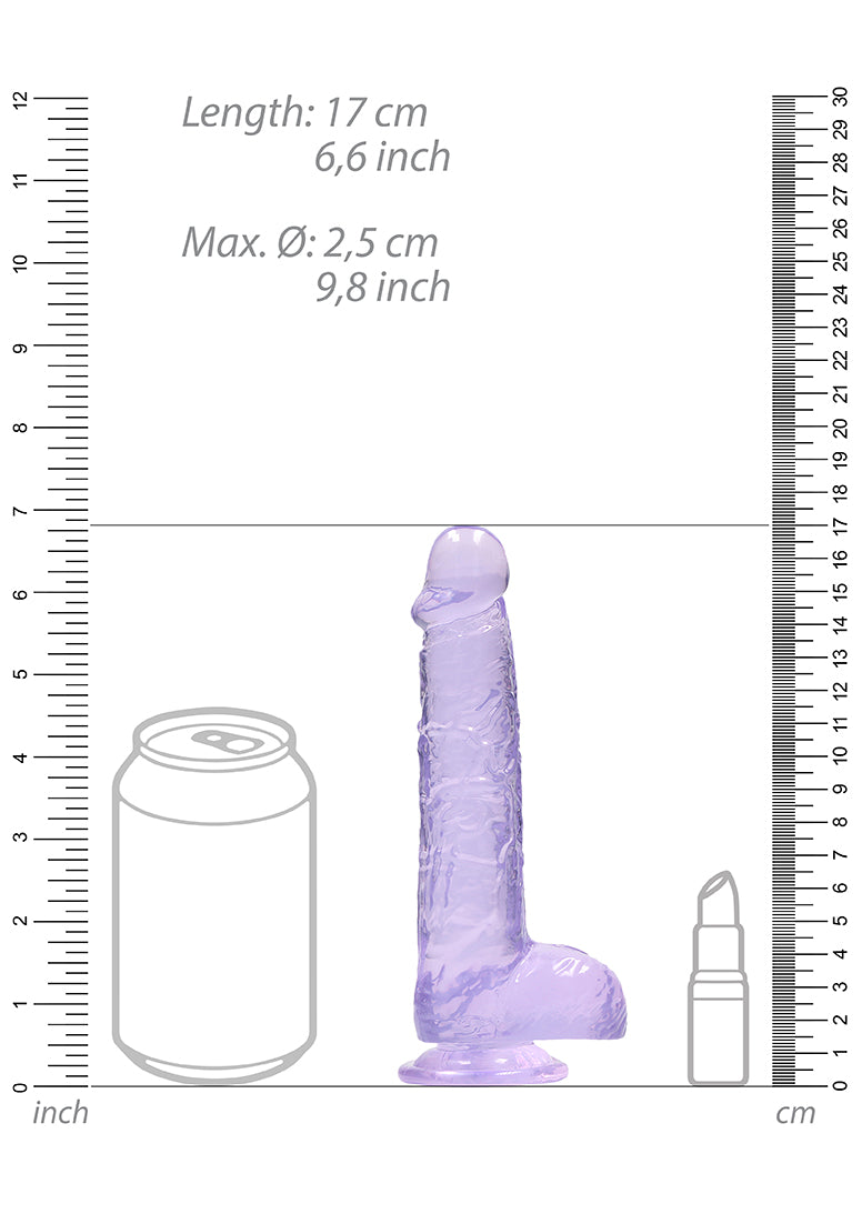 Real Rock Crystal Clear 6" Realistic Dildo With Balls (Purple) - Image 4