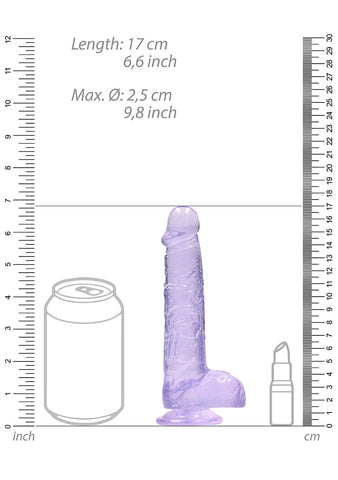 Real Rock Crystal Clear 6" Realistic Dildo With Balls (Purple) - Image 4