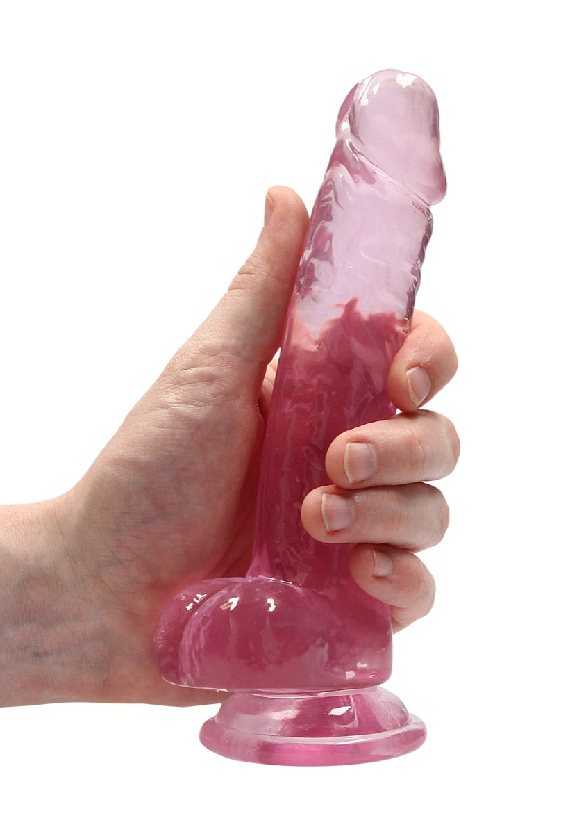 Real Rock Crystal Clear 7" Realistic Dildo With Balls (Pink) - Image 2